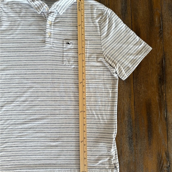 Vineyard Vines Edgartown Men's White and Navy Striped Polo Shirt Size L - Picture 3 of 9